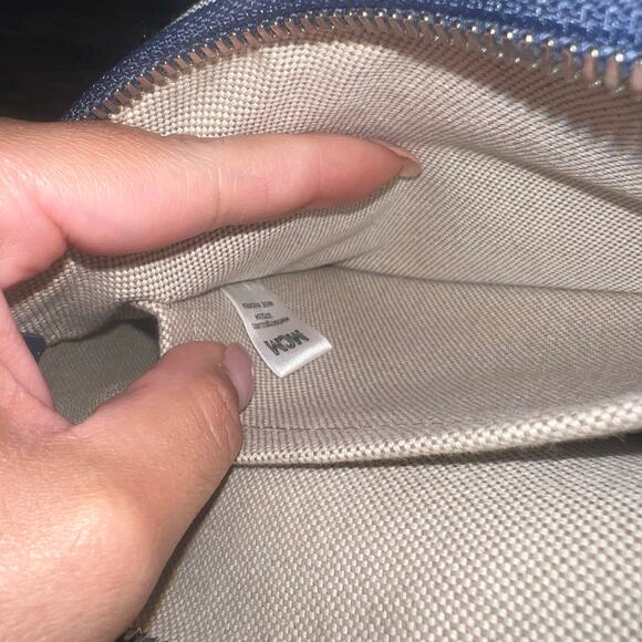 MCM Monogram Blue Canvas Adjustable Shoulder Bag - Picture 7 of 10